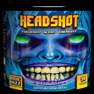 Headshot blue raz energy drink
